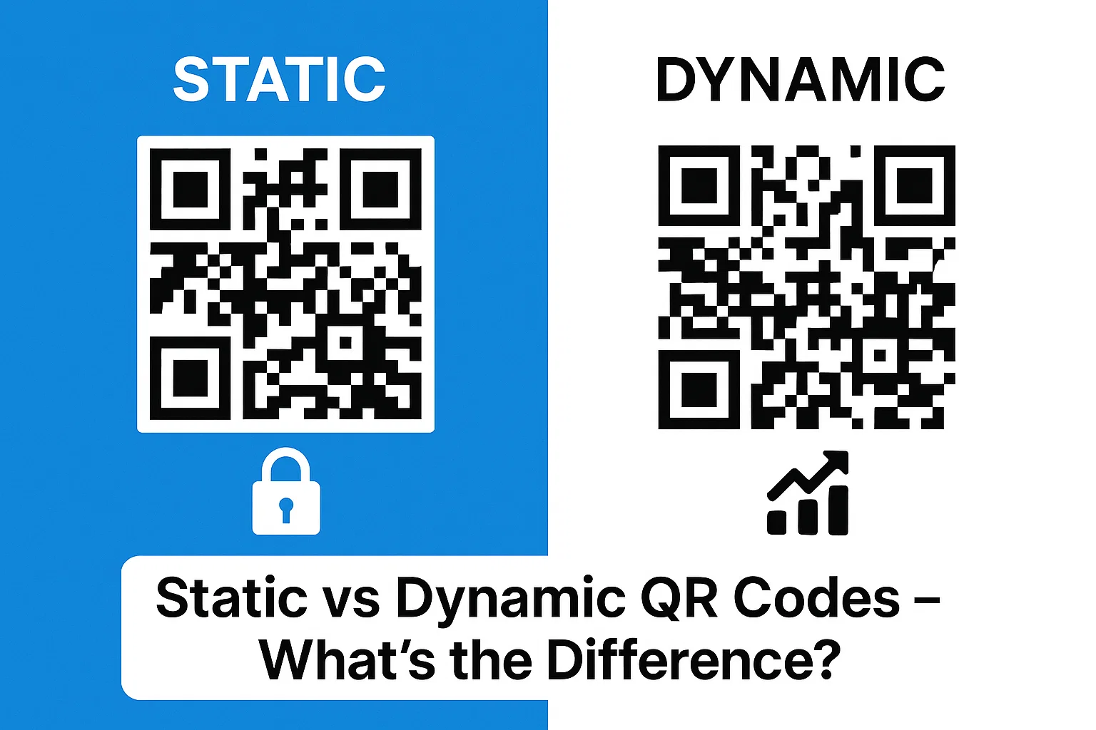Side-by-side comparison of static and dynamic QR codes with labeled differences